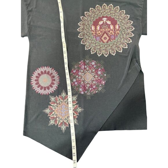 Desigual Womens Top Black Asymmetrical Hem Mandala Print Tunic Size M - Picture 6 of 8